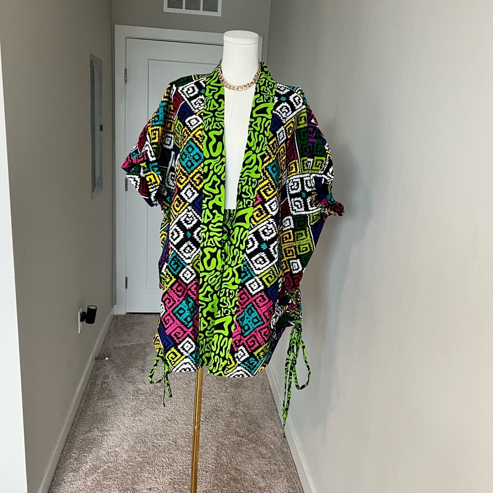 Colorful Geometric Patterned Kimono